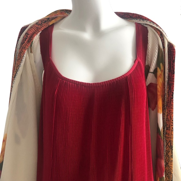 Virginie Paris Micro Pleated 2 Pc Dress Floral Vintage France - Picture 6 of 12